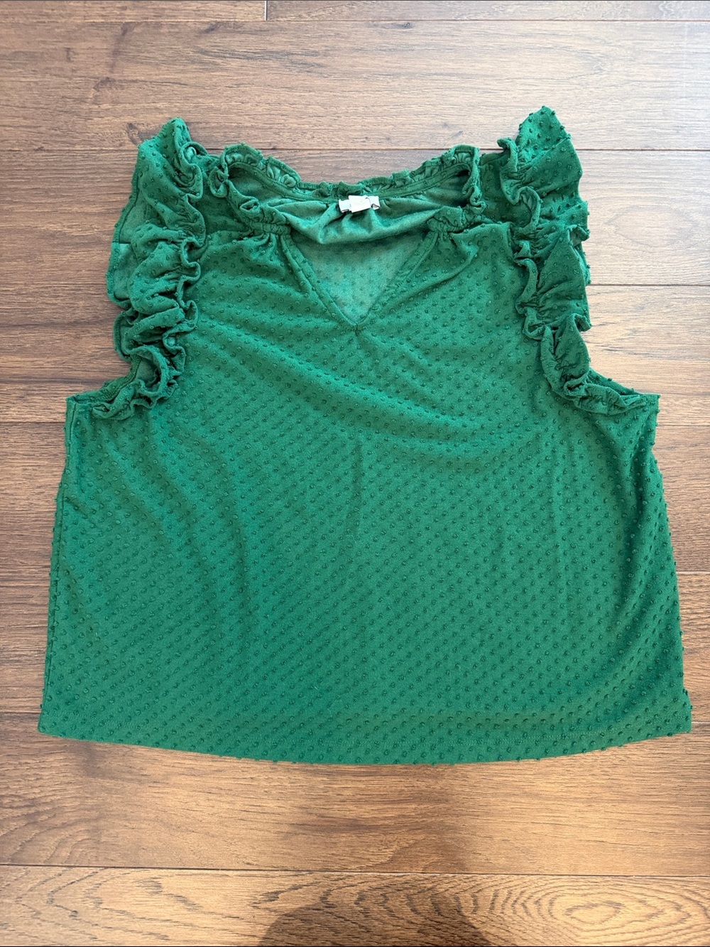 J. Crew Ruffled Dot Texture Sleeveless Top - Green Size XL - C58-026